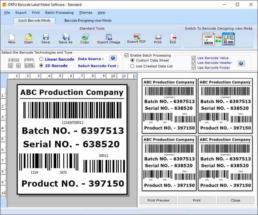 Screenshot of Barcode Creator Software