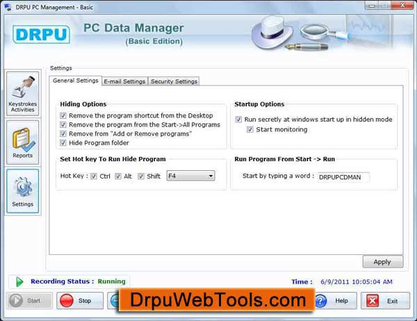 Screenshot of Keylogger Software
